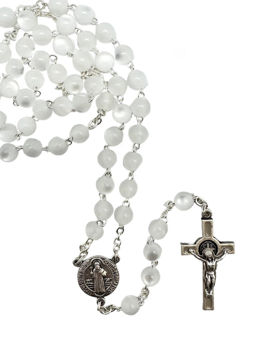 St Benedict Imitation Mother of Pearl Rosary Beads