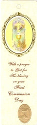 First Communion Book Mark with embossed medal