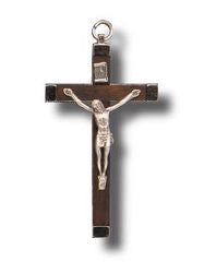 Wood and Metal Wall Crucifix - 11 x 6.5cm