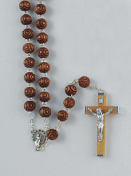 Brown Wood Rosary with Large (11 mm) Carved Beads