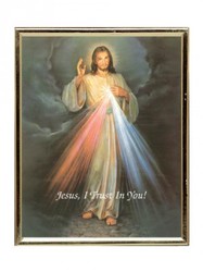 Gold Mylar Framed Print - Divine Mercy - 25 x 20cm