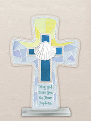 Painted Glass Cross Baptism