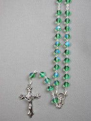 Green Aurora Glass Rosary Beads