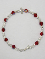 Rosary Bracelet Crystal and Zircon Beads - Red (with clasp)