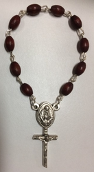 Single Decade Rosary - Brown Wood Beads