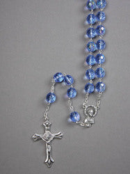 Large Bead Blue Glass Rosary