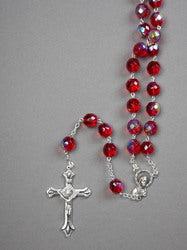 Large Bead Ruby Glass Rosary