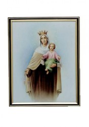 Gold Mylar Framed Print - Our Lady of Mount Carmel - 25 x 20cm