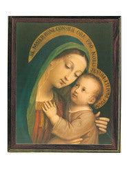 Wood Frame Our Lady of Good Counsel - Hanging or Standing - 29.7 x 24.6 cm