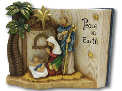Nativity Resin Statue - Holy Family with Bible - 14 x 17.5cm