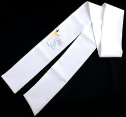 Cotton Baptismal Stole - Dove, Candle & Water Motif - 155cm