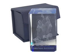 Nativity Laser Crystal Block - 6 x 4 x 4cm