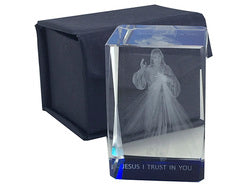 Divine Mercy Laser Crystal Block - 6 x 4 x 4cm