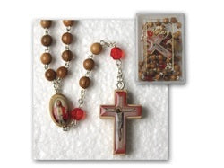 Sacred Heart Olive Wood Rosary Beads