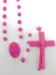 Plastic Rosary - Flouro Pink